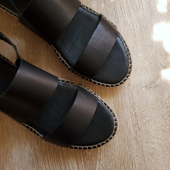 Cole Haan Women's Cloudfeel Espadrille Sandal - Black Leather Size 10.5 - Picture 7 of 16